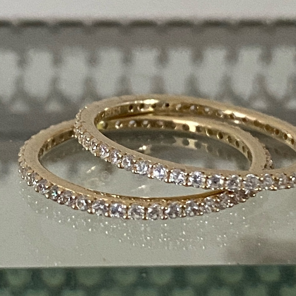 Sterling, Gold-pl, CZ, Infinity, Stacking Rings.